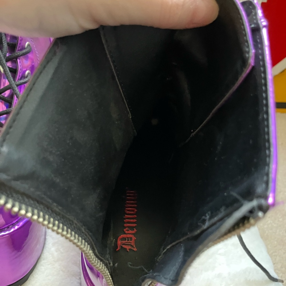 Demonia Holographic/Metallic Purple Platform Boots CAMEL-203 - Picture 11 of 13